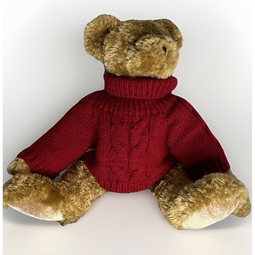 Vintage 18 Inch Teddy Bear Y2K Presidents Choice 'Jaden' Red‎ Cable Knit Sweater